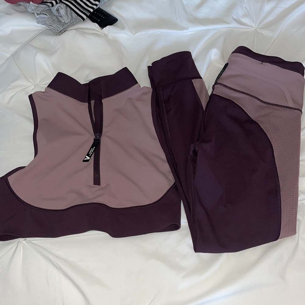 shaded purple workout set alyson felix + athleta